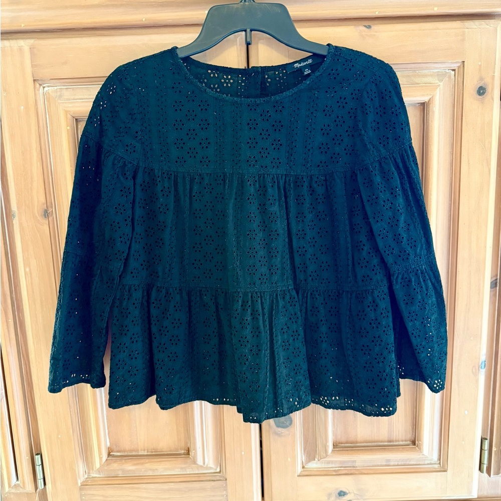 Madewell Black Eyelet Top